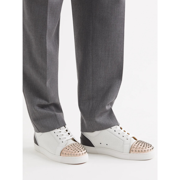 Christian Louboutin Louis Junior Spikes Orlato Flat White Low Top Sneakers 44 11 - Picture 6 of 12